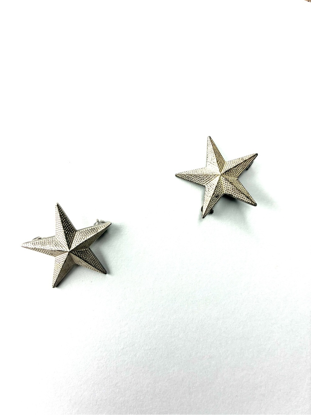 Vintage US Army Brigadier General Rank Insignia Pair Full Size 24mm Star Pins -